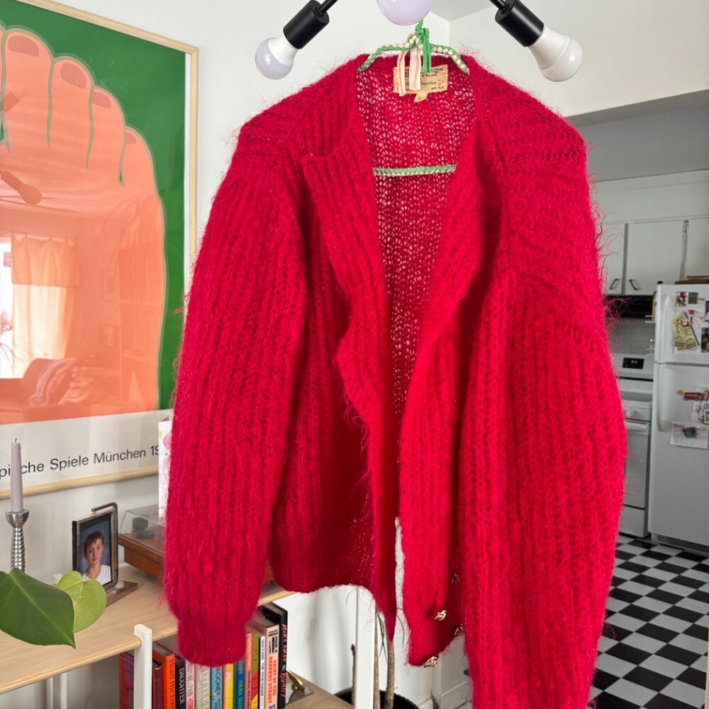 Vintage mohair wool blend sweater red medium